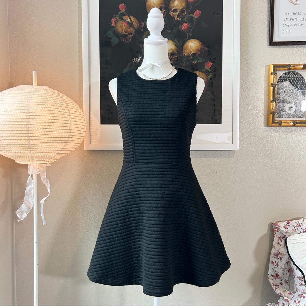 J.O.A. black thick ribbed sleeveless mini dress S